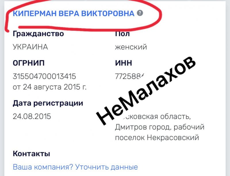 Скриншот: Брежнева носит фамилию бывшего мужа, telegram-канал «НеМалахов»