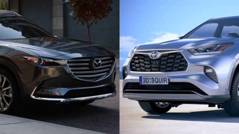Фото: Слева — Mazda CX-9, справа — Toyota Highlander, источник: Mazda, Toyota